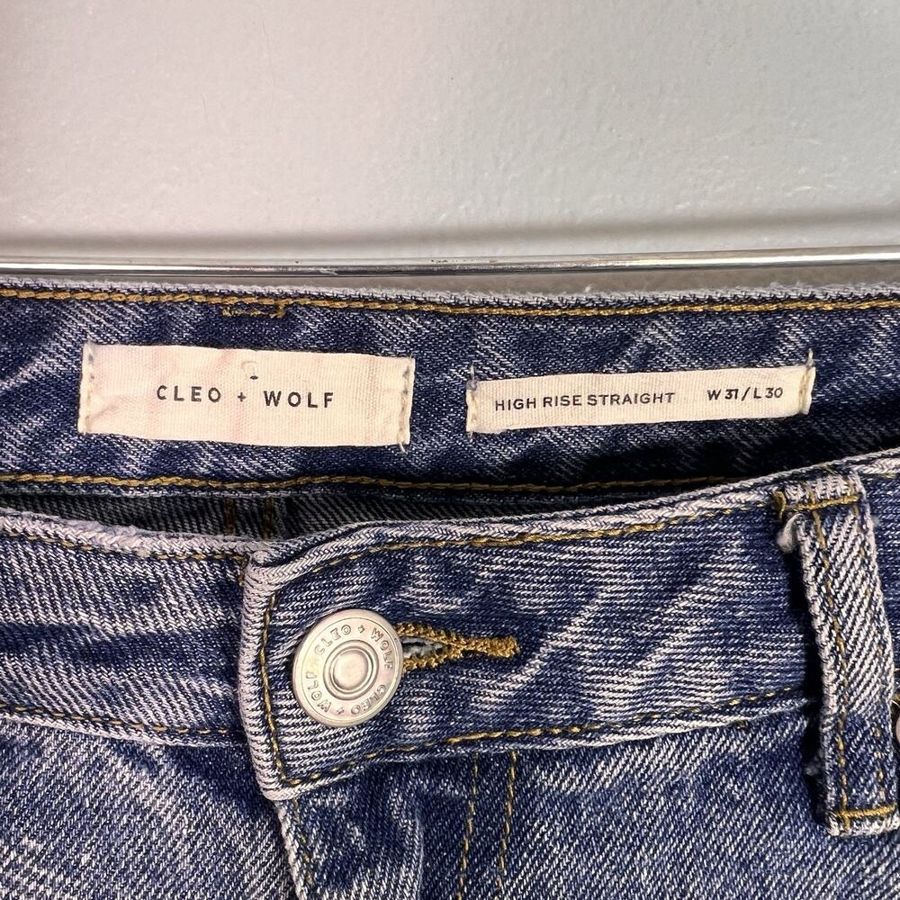 CLEO + Wolf Women's High Rise Straight Jeans Embroidered Patchwork 31x30 Boho - Picture 8 of 16